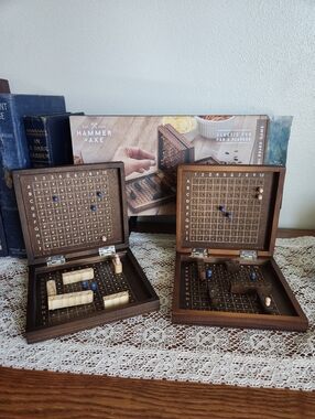 Hammer + Axe Wood Sinking Ships "Battleship" Board Game